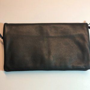 Ann Taylor Black Leather Travel Clutch Bag